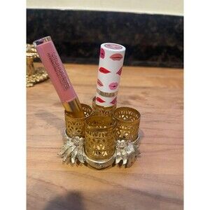 Vintage Hollywood  bright Gold Vanity Lipstick Holder